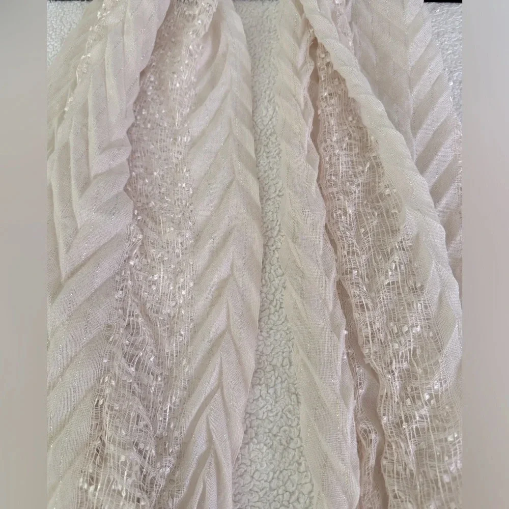 MixIt OS Infinity Loose Cowl Neck Looped Scarf Soft Rose Gold Ivory w/sequins.
